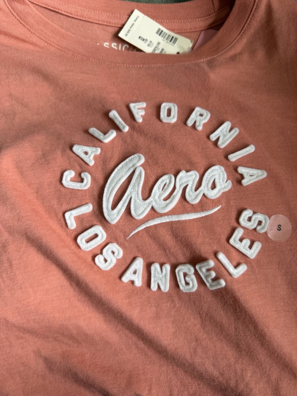 Aeropostale Coral Pink Logo Crewneck Top